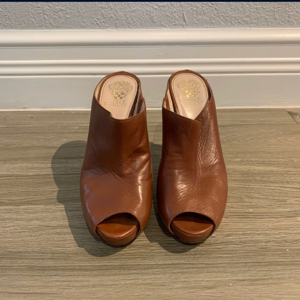 Brown Leather Clog Mule Slip (Size 11M)